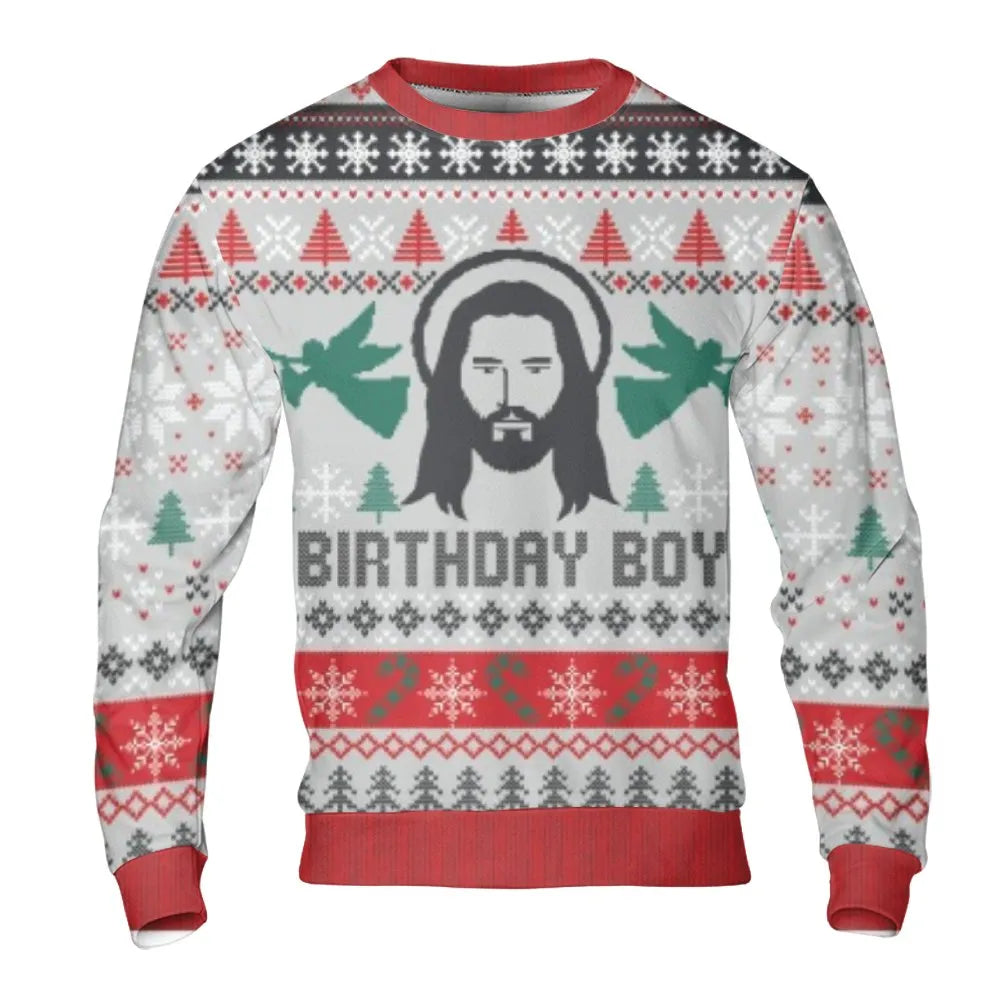 Go Jesus It's Your Birthday Holiday Sweater, Jesus Birthday Boy Ugly Christmas Sweatshirt, Humorous Religious Xmas Pullover C