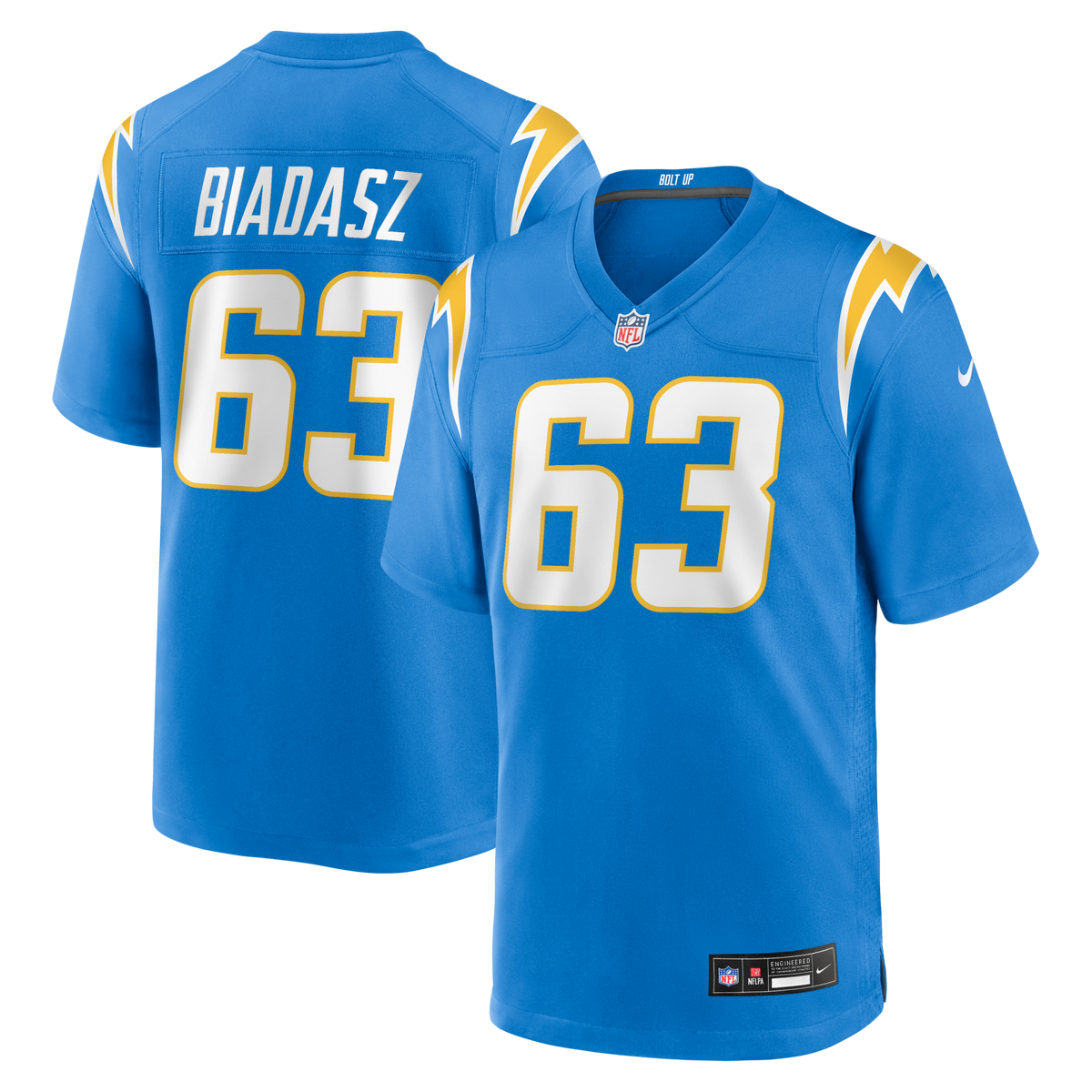 Los Angeles Chargers Tyler Biadasz Powder Blue Team Game Jersey