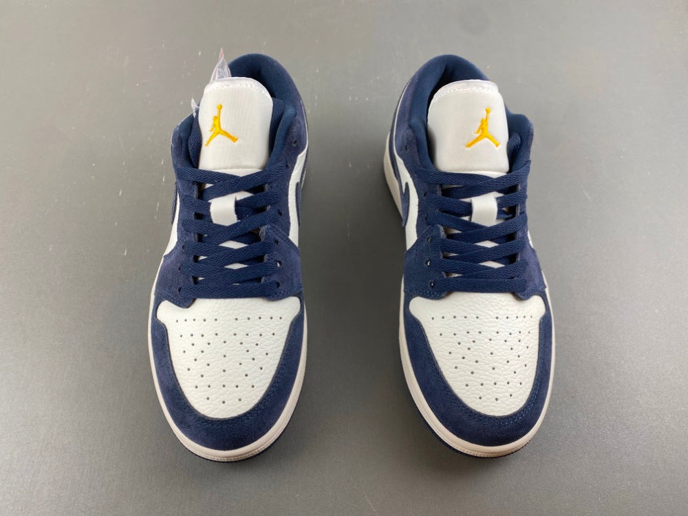 Low Top Sneakers, Blue White Colorway, Suede Footwear, Lace Up Design, Casual Gift for Sneaker Fans