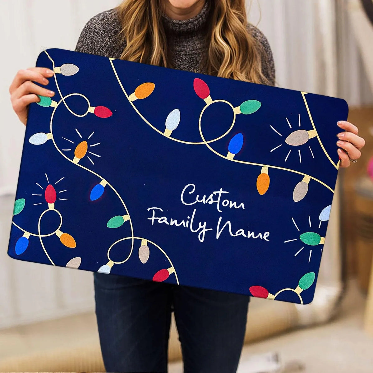 Custom Family Name Noel Doormat, Personalized Christmas Doormat, Holiday Welcome Mat, Winter Entryway Decor, Xmas Housewarmin