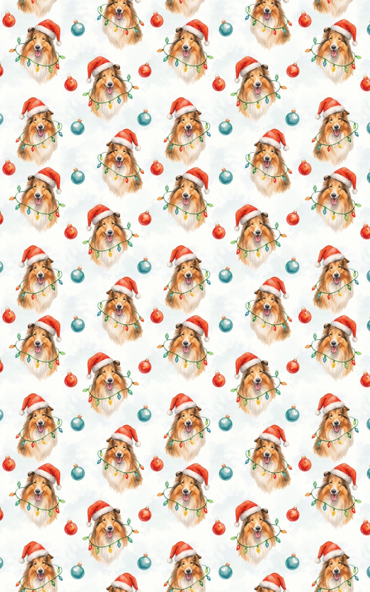 Santa Hat Collie Gift Wrap, Collie Dog Christmas Wrapping Paper, Adorable Collie Holiday Wrapping Paper, Dog Lover Xmas Prese