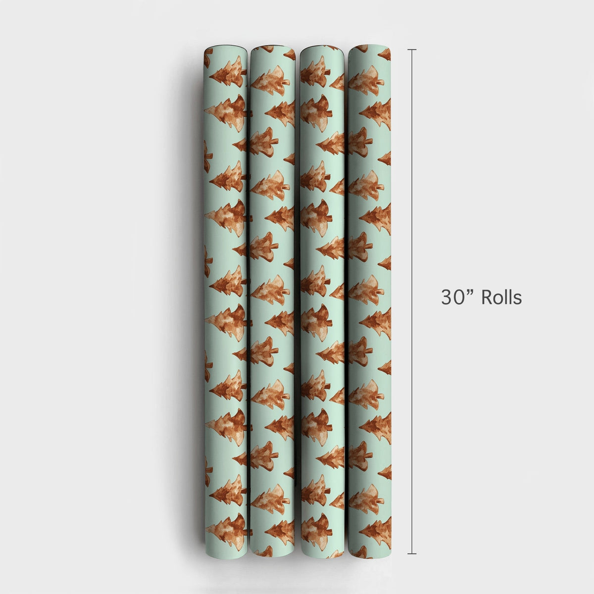 Rustic Pine Tree Gift Wrap Roll, Watercolor Christmas Tree Wrapping Paper, Mint Green Holiday Present Paper, Minimalist Winte