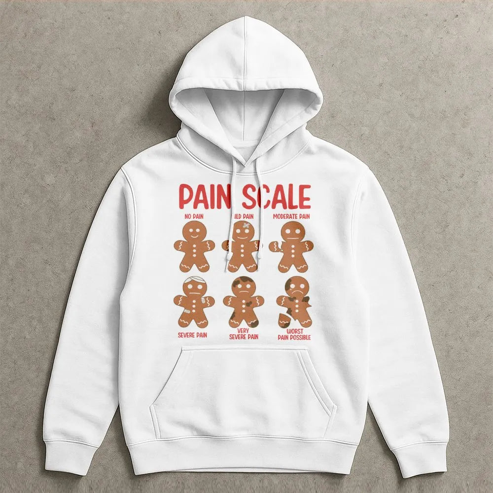 Humorous Christmas Cookie Nurse Hoodie, Pain Scale Gingerbread Man Hoodie, Medical Doctor Hoodie, Xmas Holiday Sweatshirt, RN