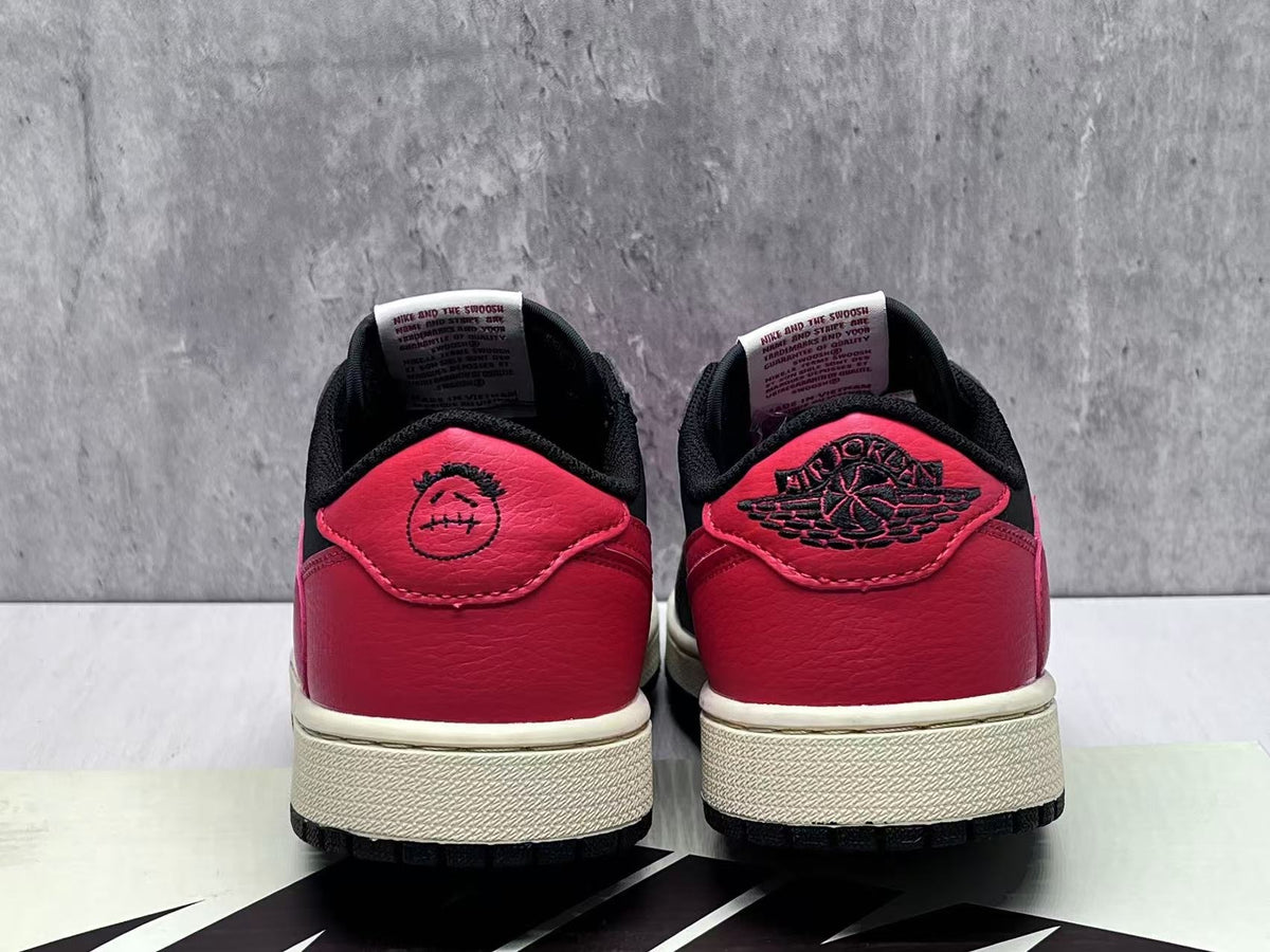 Low Top Sneakers, Black Red Colorway, Reverse Hook Design, Lace Up Design, Casual Gift for Sneaker Fans
