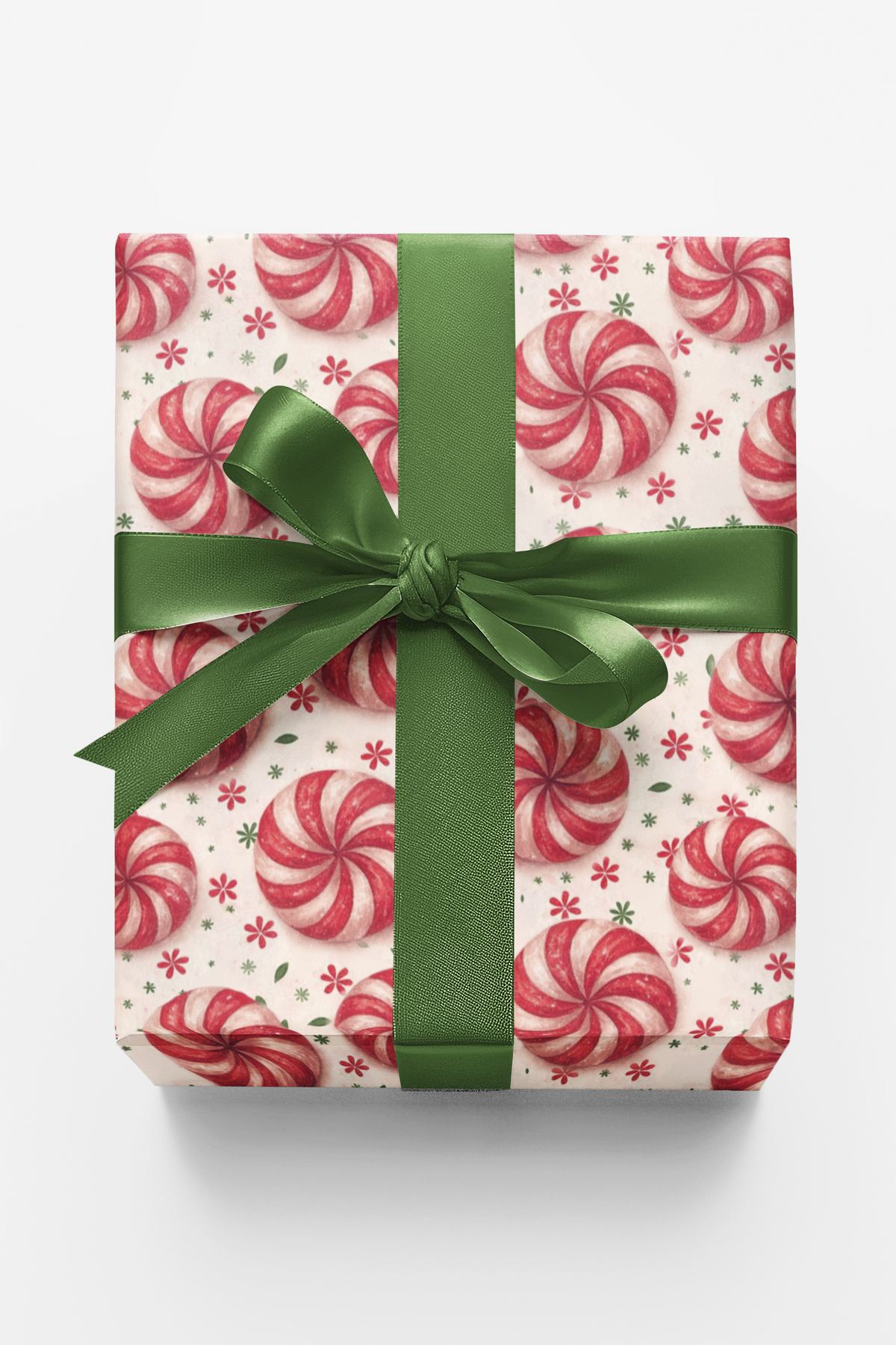 Red and White Candy Gift Wrap, Peppermint Swirl Christmas Wrapping Paper, Sweet Swirl Holiday Present Wrap, Festive Xmas Gift