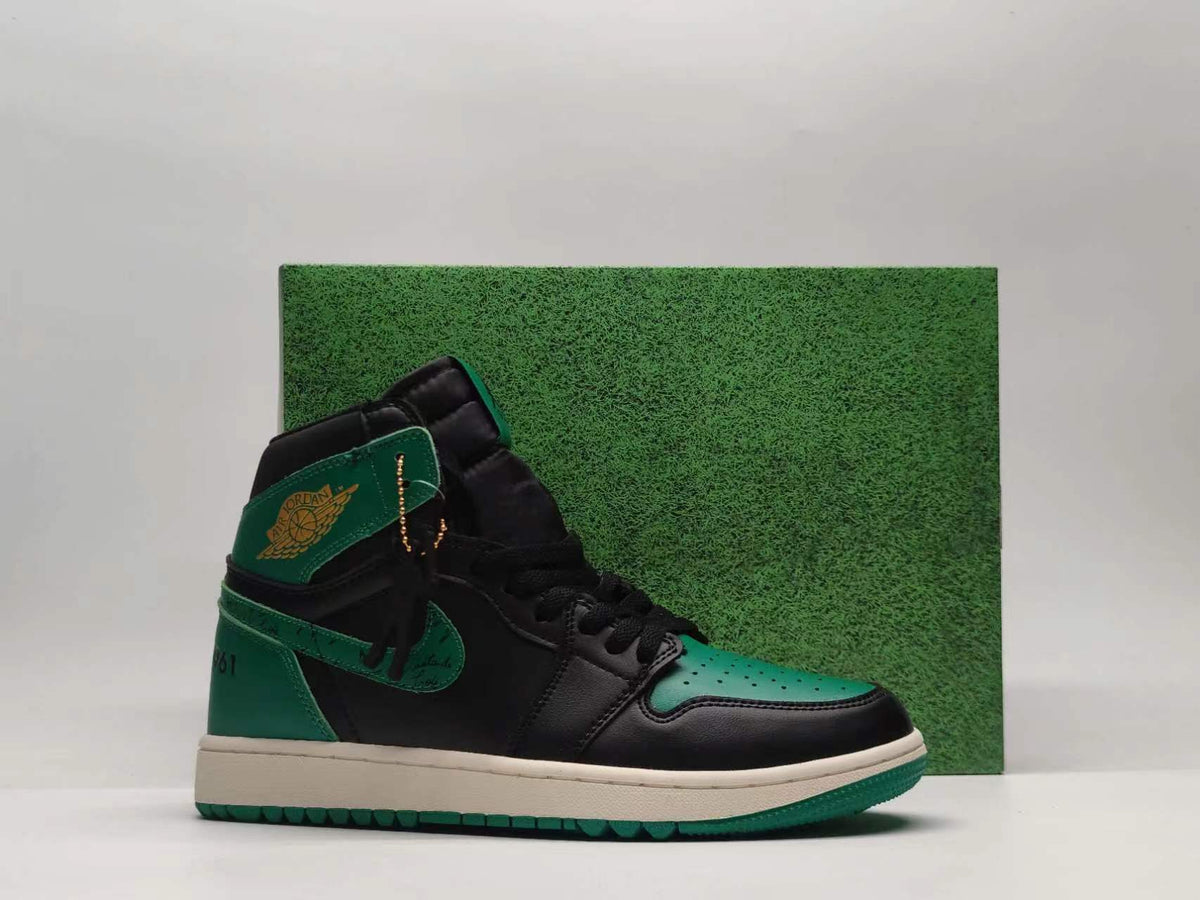 Golf Shoes, Black Green Colorway, Lace Up Design, Casual Gift for Shoe Lovers