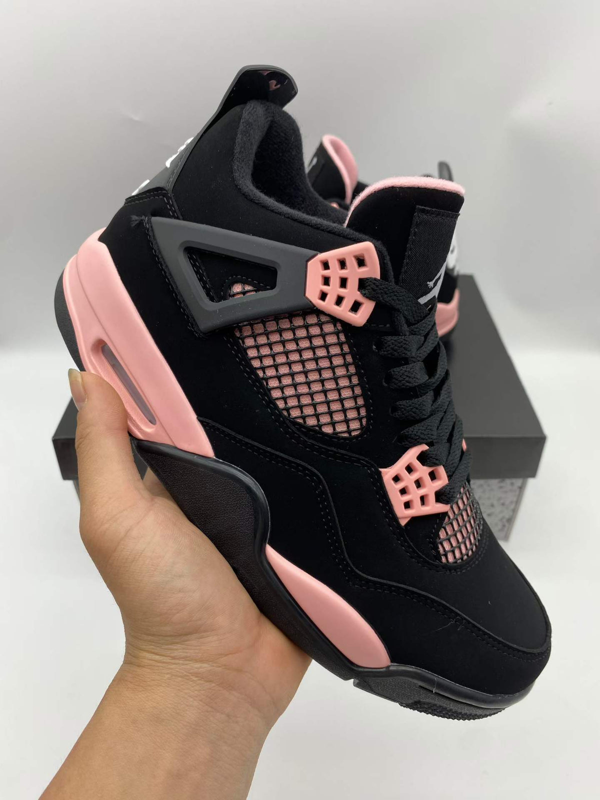 Mid Top Sneakers, Black Red Pink Colorway, Lace Up Design, Casual Gift for Sneaker Fans