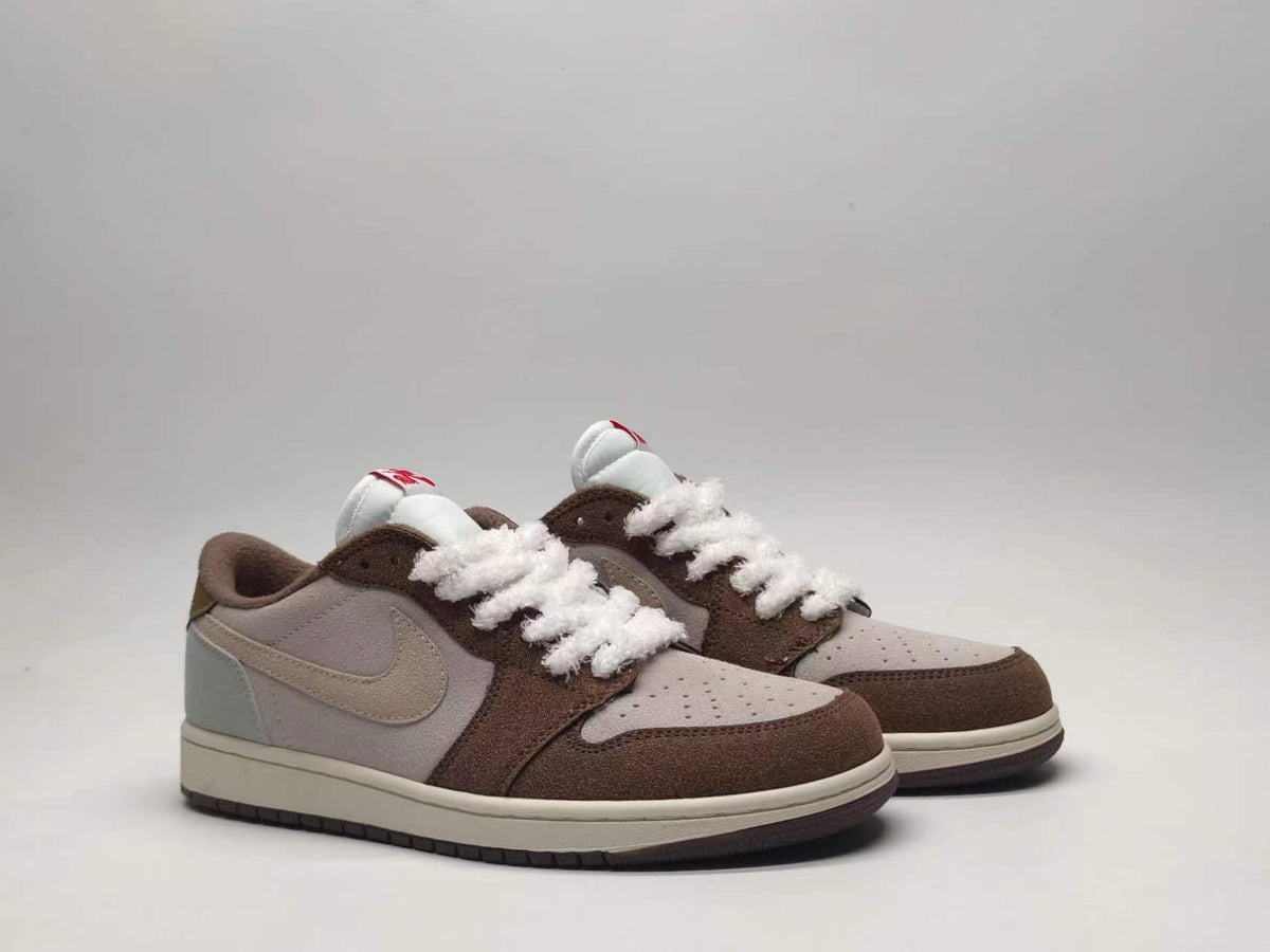 Low Top Sneakers, Brown White Colorway, Lace Up Design, Casual Gift for Sneaker Fans