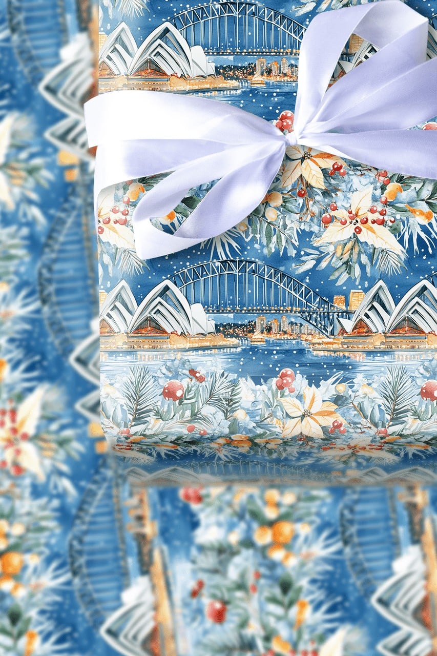 Australian Landmark Gift Wrap, Sydney Opera House Christmas Wrapping Paper, Harbour Bridge Wrapping Paper, Australia Holiday 