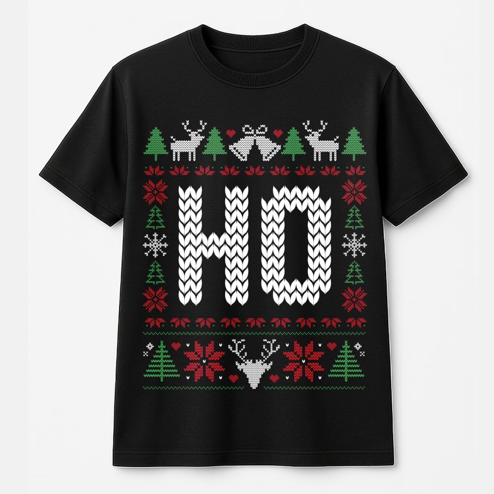 Ugly Christmas Graphic T-Shirt, Humorous Ho Ho Ho Christmas T-Shirt, Matching Holiday T-Shirt, Humorous Xmas Party Shirt, Fes