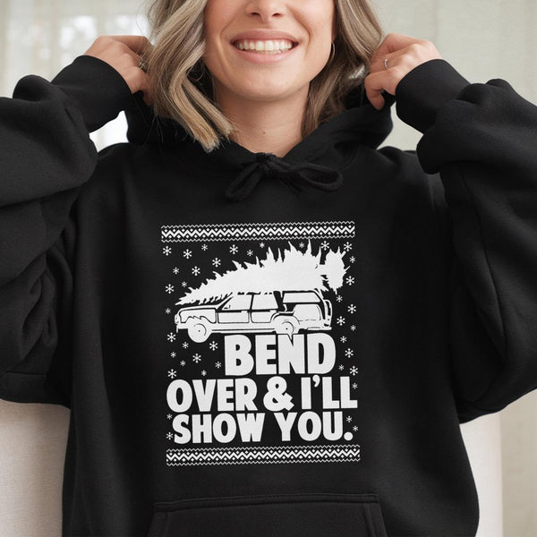 SUV Christmas Tree Sweatshirt, Humorous Christmas Hoodie, Humorous Winter Holiday Hoodie, Retro Xmas Graphic Pullover, Presen