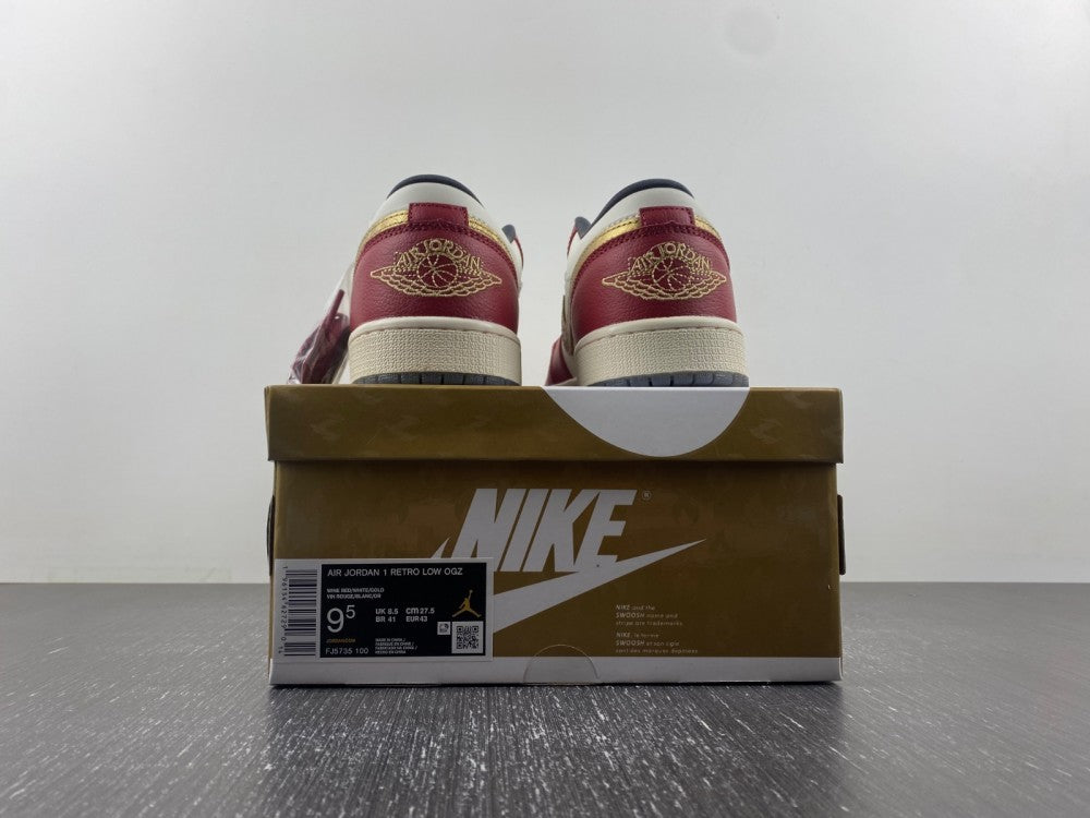 Low Top Sneakers, White Red Gold Colorway, Lace Up Design, Casual Gift for Sneaker Fans