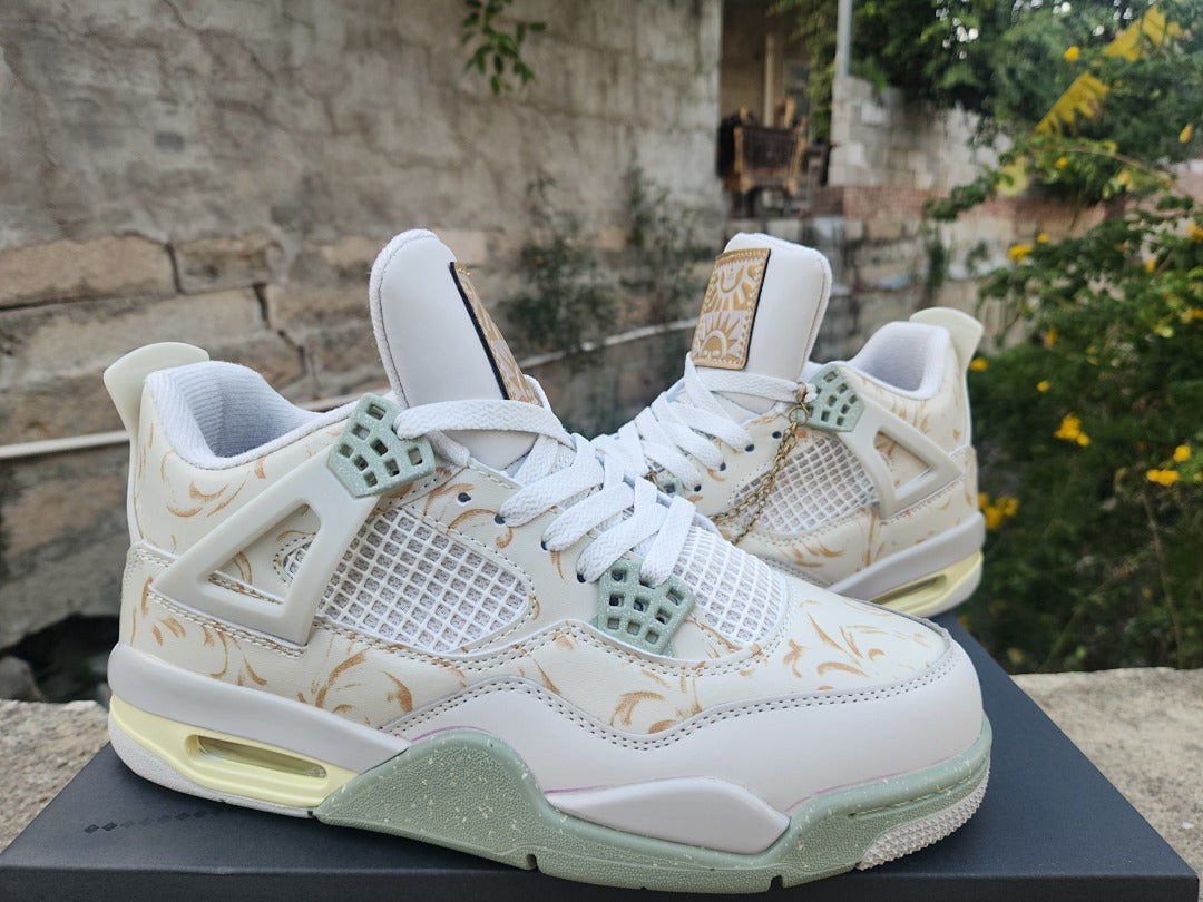 Mid Top Sneakers, White Green Colorway, Lace Up Design, Casual Gift for Sneaker Fans
