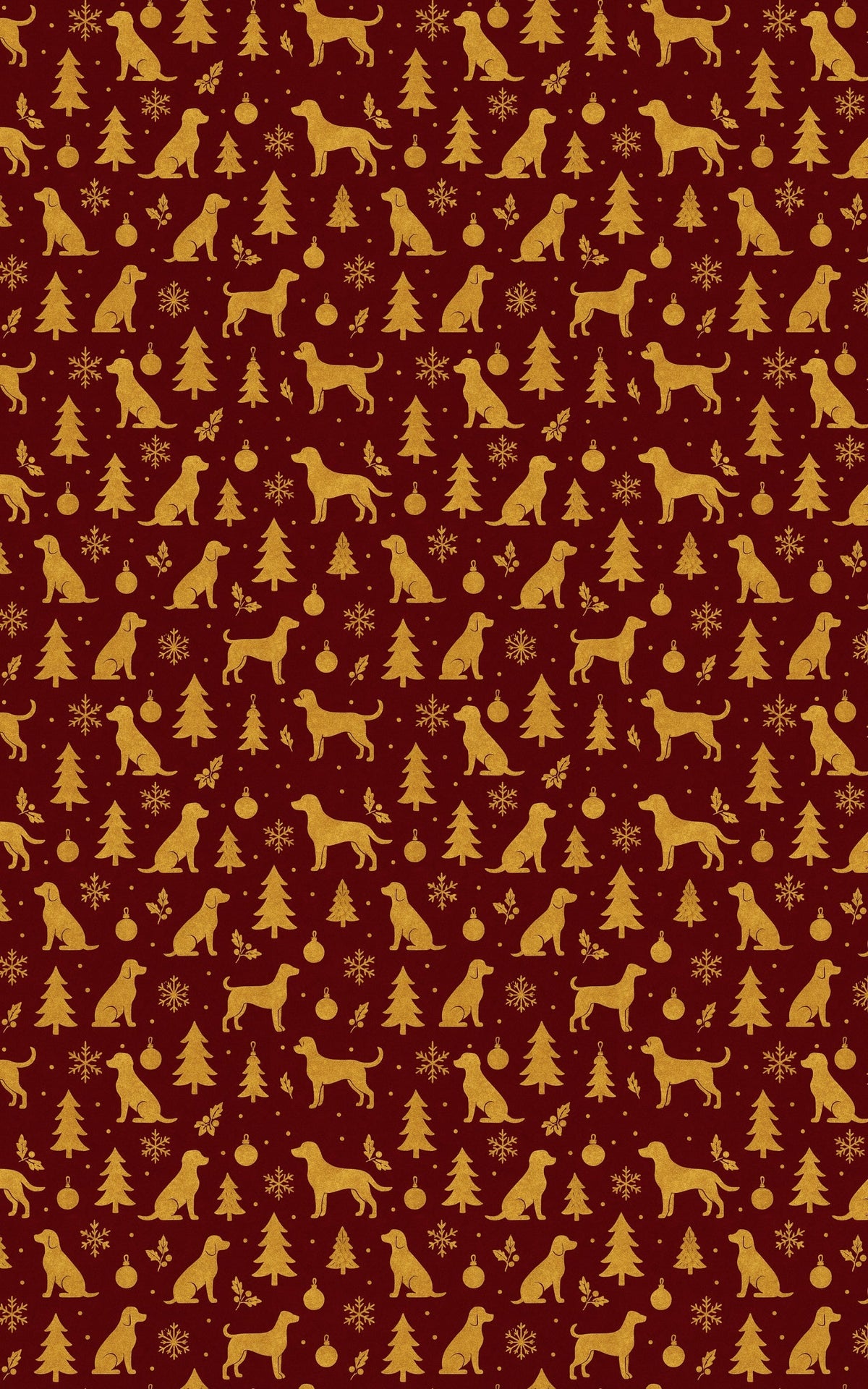 Red Gold Canine Gift Wrap, Crimson Dog Christmas Wrapping Paper, Winter Holiday Dog Wrapping Paper, Elegant Pet Lover Gift Wr