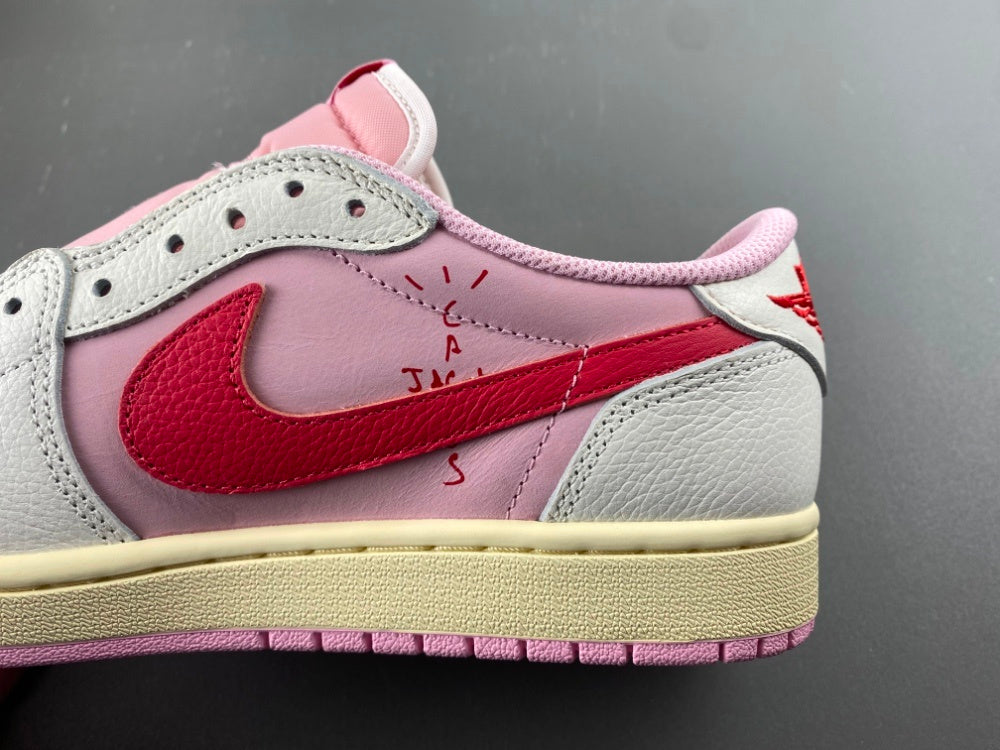 Low Top Sneakers, White Red Pink Colorway, Reverse Hook Design, Lace Up Design, Casual Gift for Sneaker Fans