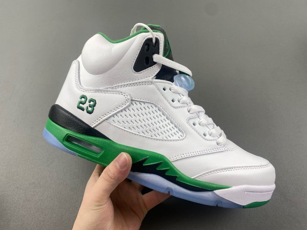 High Top Sneakers, White Green Colorway, Leather Footwear, Lace Up Design, Casual Gift for Sneaker Fans