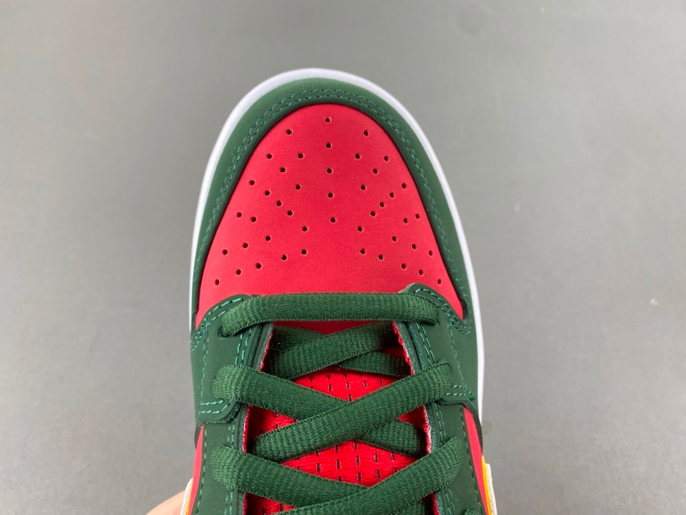 Low Top Sneakers, Red Green Yellow Colorway, Lace Up Design, Casual Gift for Sneaker Fans