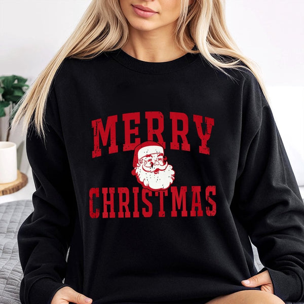 Retro Santa Graphic Sweatshirt, Merry Christmas Santa Sweatshirt, Distressed Santa Claus Sweatshirt, Vintage Holiday Crewneck