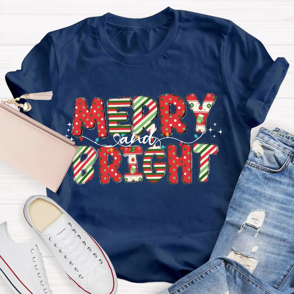 Festive Holiday Dots Graphic Tee, Merry and Bright Polka Dot Christmas T-Shirt, Adorable Xmas Season Shirt, Christmas Present