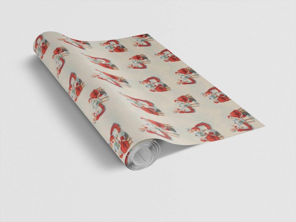 North Pole Artist Christmas Gift Wrap, Artistic Santa Painting Wrapping Paper, Painter Santa Wrapping Paper, Whimsical Holida