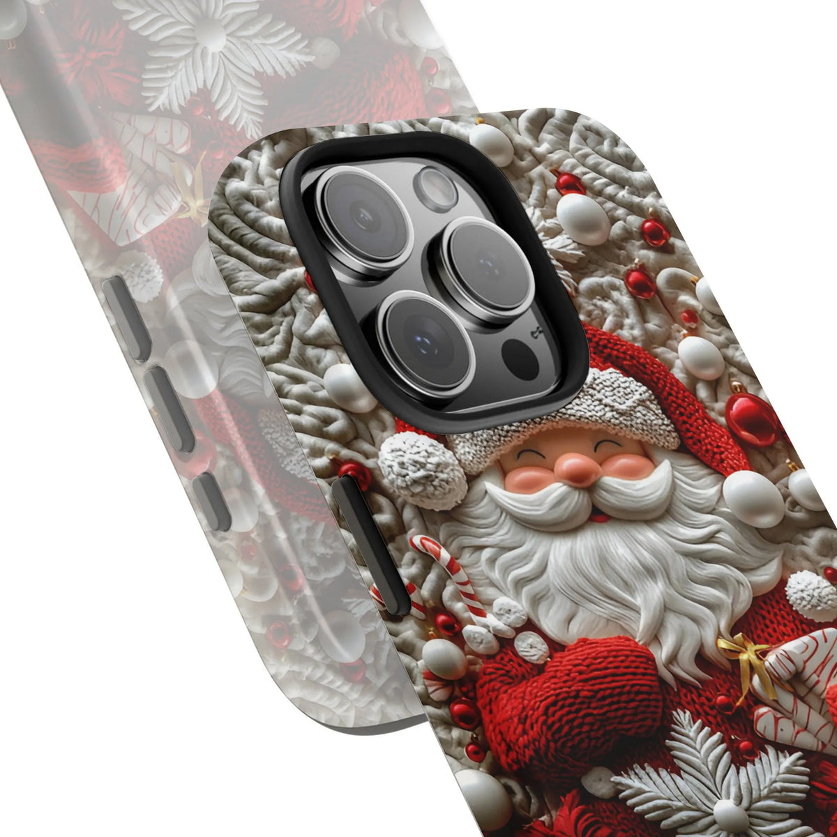 iPhone Tough Phone Case, Santa Claus Phone Case, Festive 3D Textured Christmas Cover, Vintage Holiday Winter Hard Case Xmas P