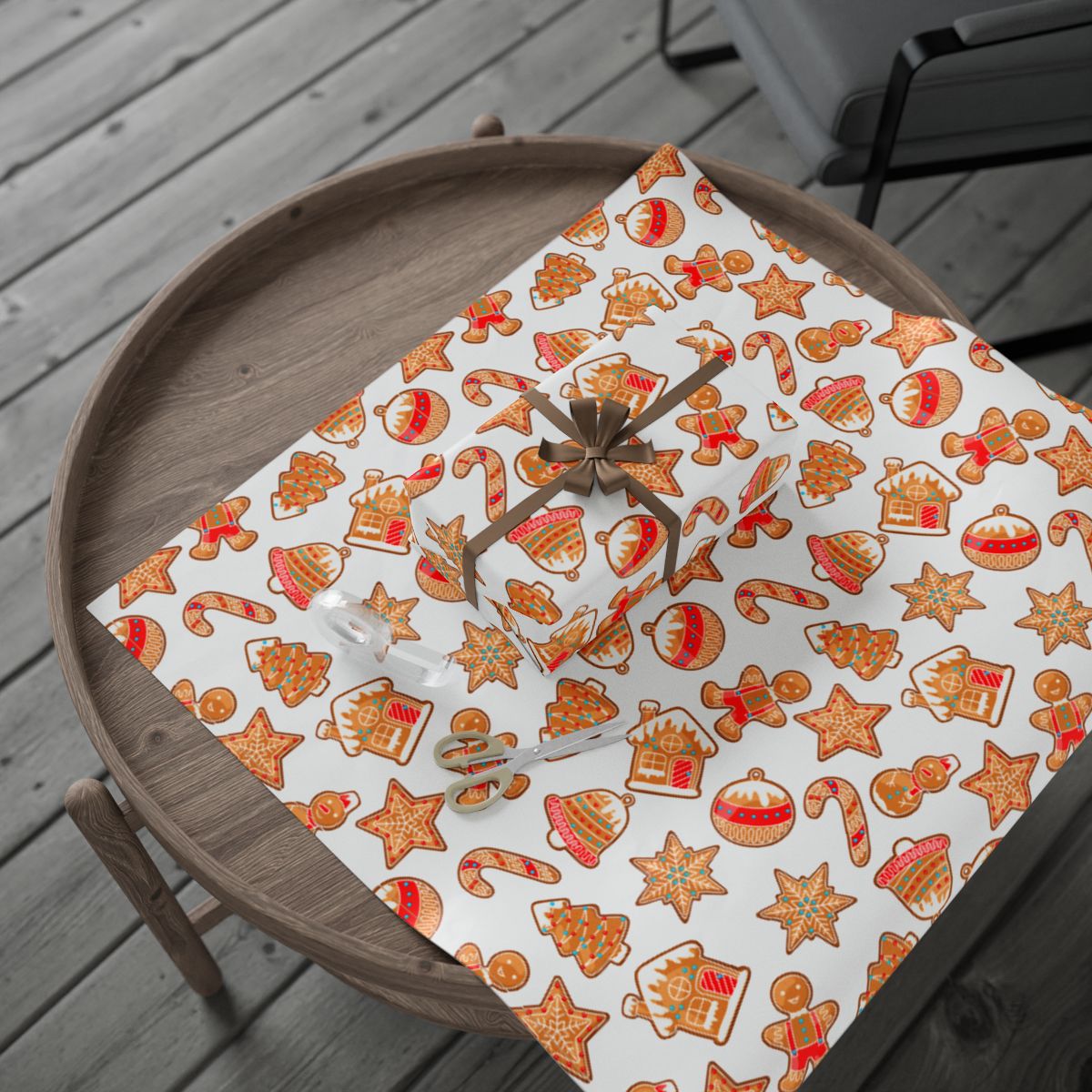 Holiday Cookie Gift Wrap, Gingerbread Man Wrapping Paper, Adorable Christmas Wrapping Paper, Festive Holiday Gift Wrap, Xmas 