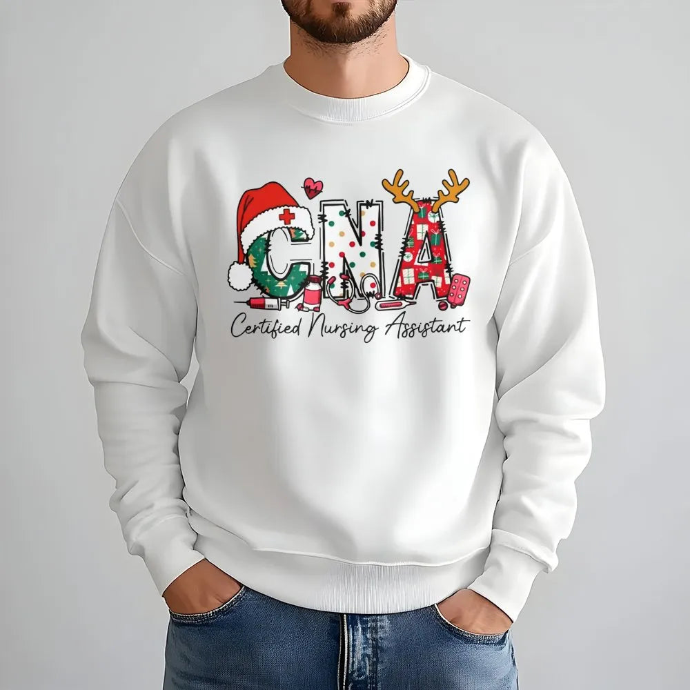 Certified Nursing Assistant Holiday Sweater, CNA Christmas Sweatshirt, Festive CNA Nurse Crewneck, Healthcare Worker Xmas Pre
