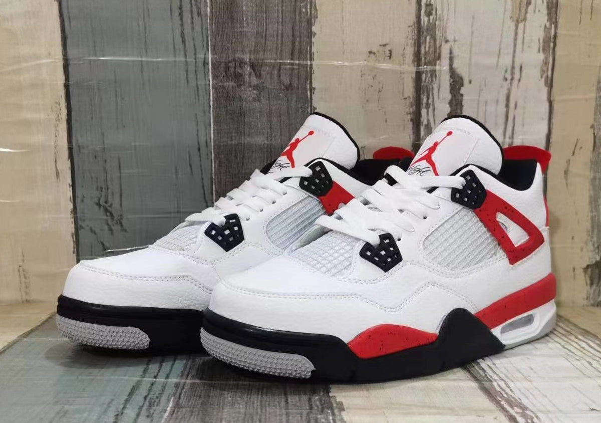 Sneakers, White Black Red Colorway, Lace Up Design, Casual Gift for Sneaker Fans