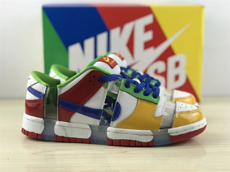 Low Top Sneakers, White Red Green Yellow Colorway, Lace Up Design, Casual Gift for Sneaker Fans