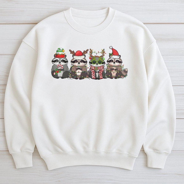 Adorable Festive Animal Sweatshirt, Christmas Raccoon Sweatshirt, Holiday Raccoon Crewneck, Winter Graphic Pullover Sweatshir