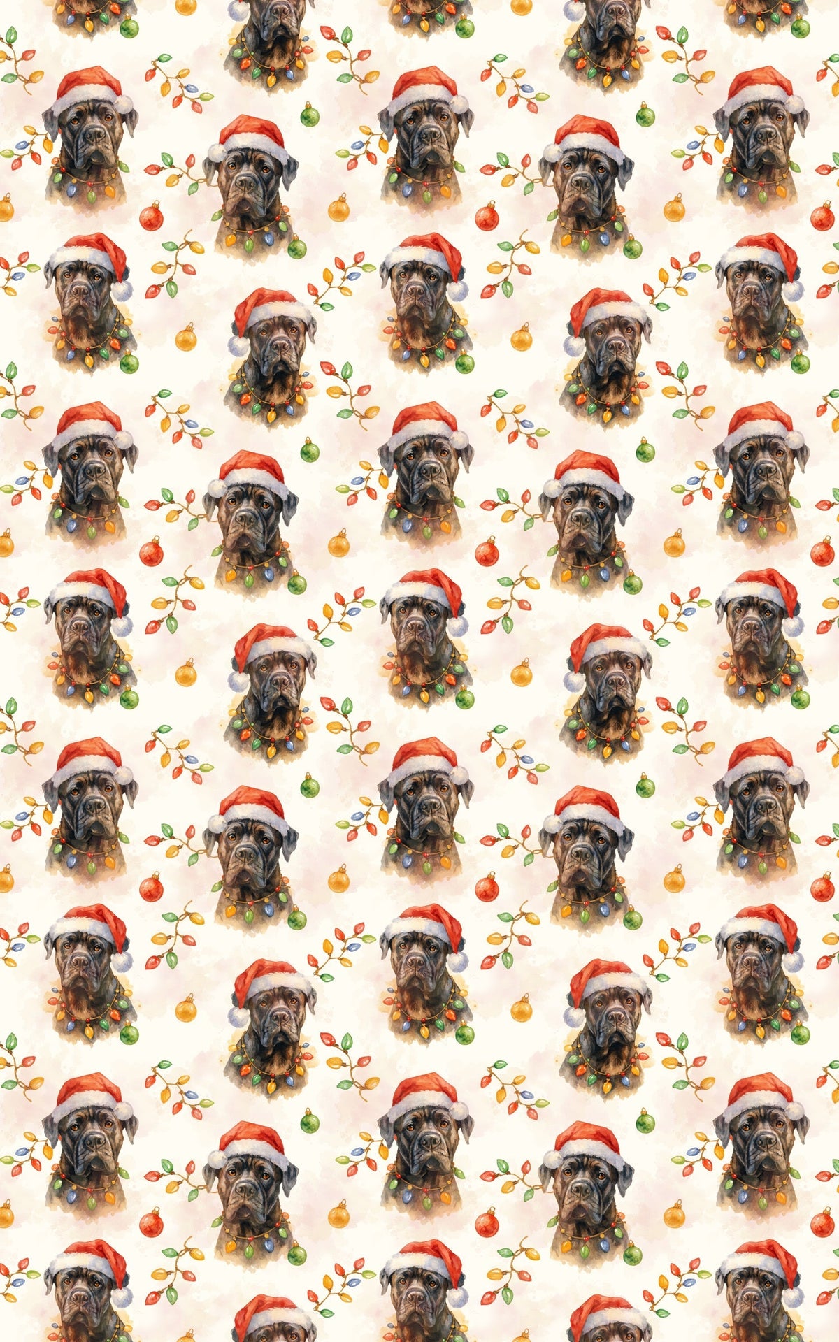 Festive Dog Santa Hat Gift Wrap, Cane Corso Christmas Wrapping Paper, Holiday Pet Gift Wrap, Cane Corso Present Wrap, Dog Lov