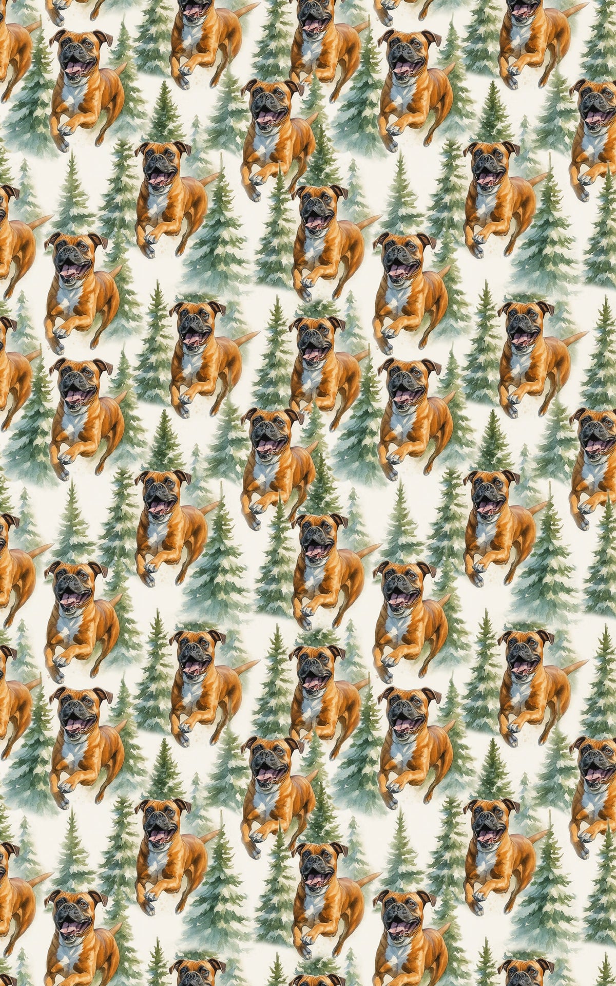Boxer Christmas Gift Wrap, Boxer Dog Wrapping Paper, Woodland Dog Holiday Wrapping Paper, Dog Lover Xmas Gift Wrap Roll, Pet 