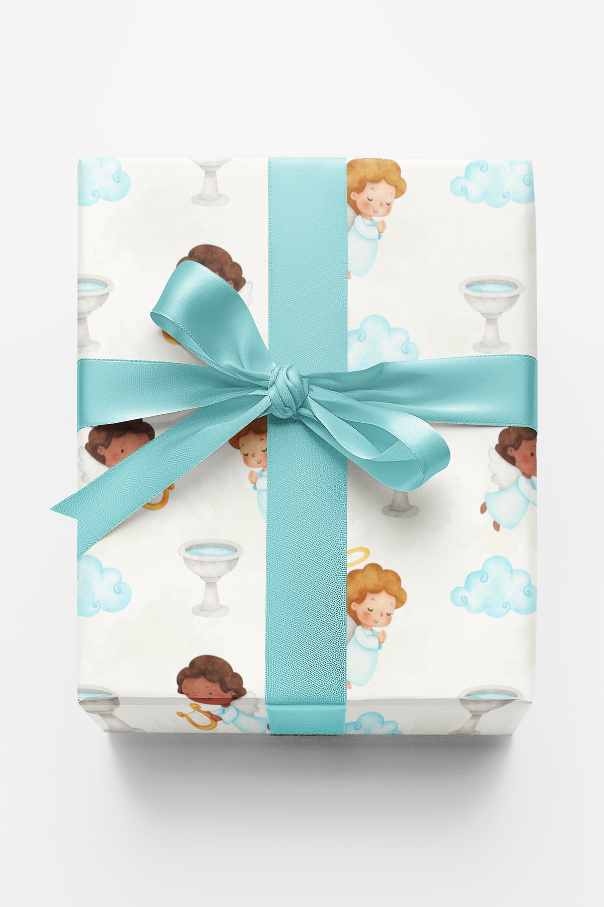 Cloudlight Blessings Gift Wrap, Celestial Angel Wrapping Paper, Angel Holiday Wrapping Paper, Baptism Christmas Gift Wrap Rol