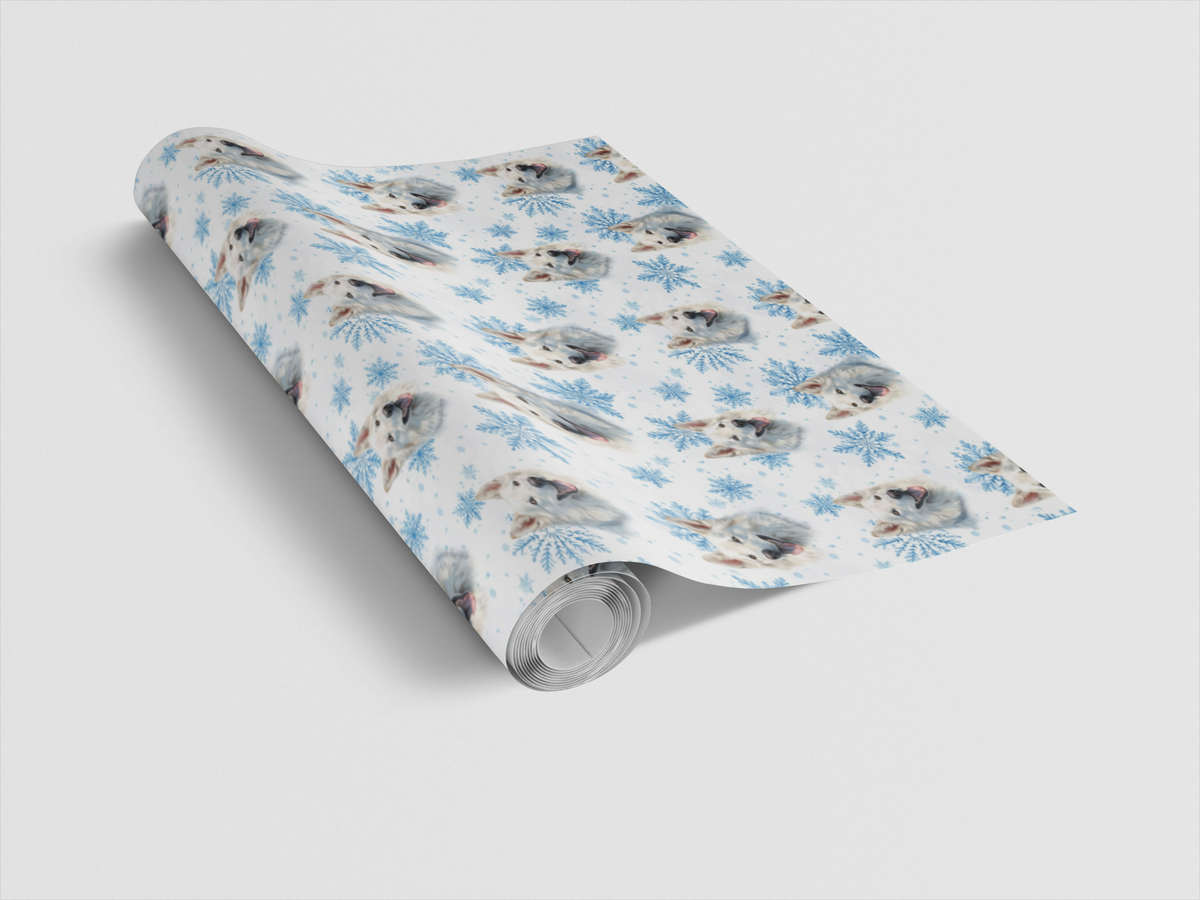 Watercolor Snowflake Winter Gift Wrap, White Shepherd Wrapping Paper, Christmas Dog Wrapping Paper, Pet Lover Holiday Gift Wr