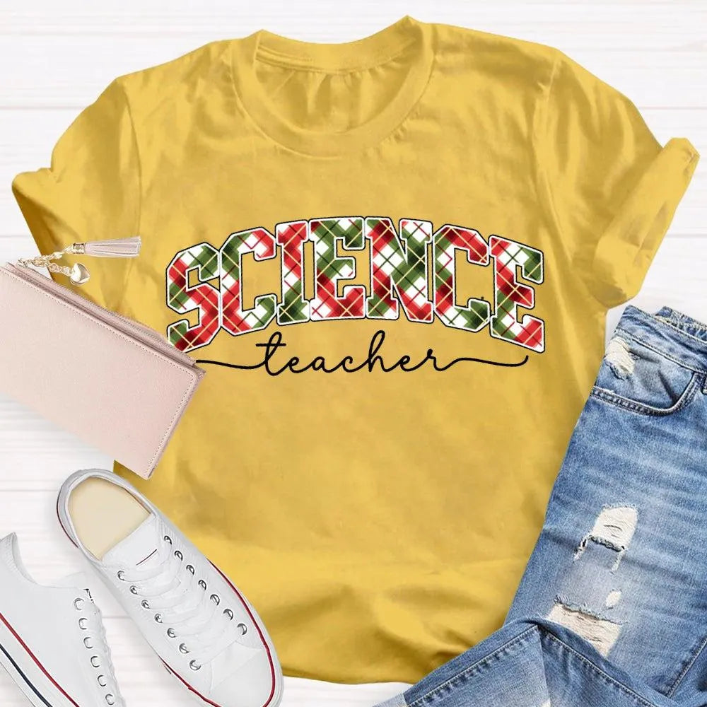Festive Font Holiday Graphic Tee, Science Teacher Christmas T-Shirt, STEM Educator Xmas Shirt, Adorable Science Teacher Holid