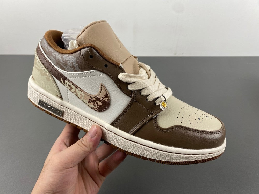 Low Top Sneakers, White Brown Colorway, Lace Up Design, Casual Gift for Sneaker Fans