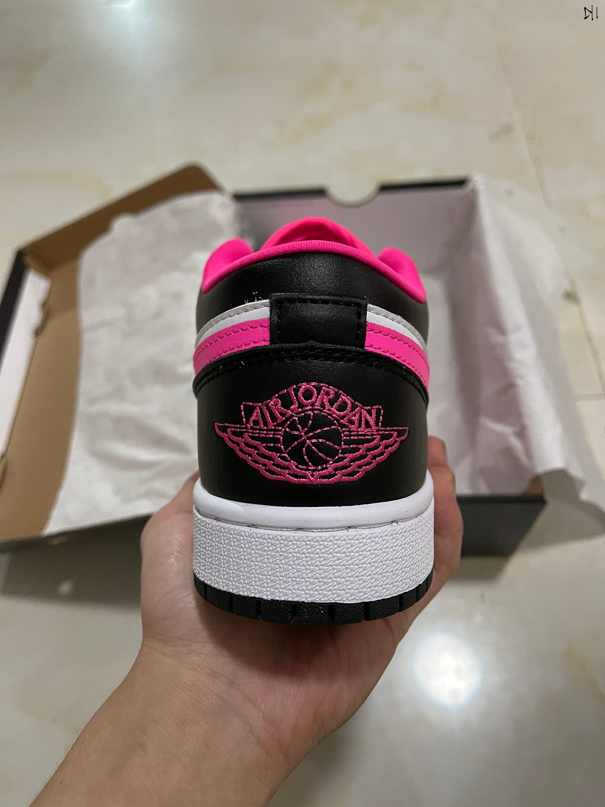 Low Top Sneakers, White Black Pink Colorway, Lace Up Design, Casual Gift for Sneaker Fans