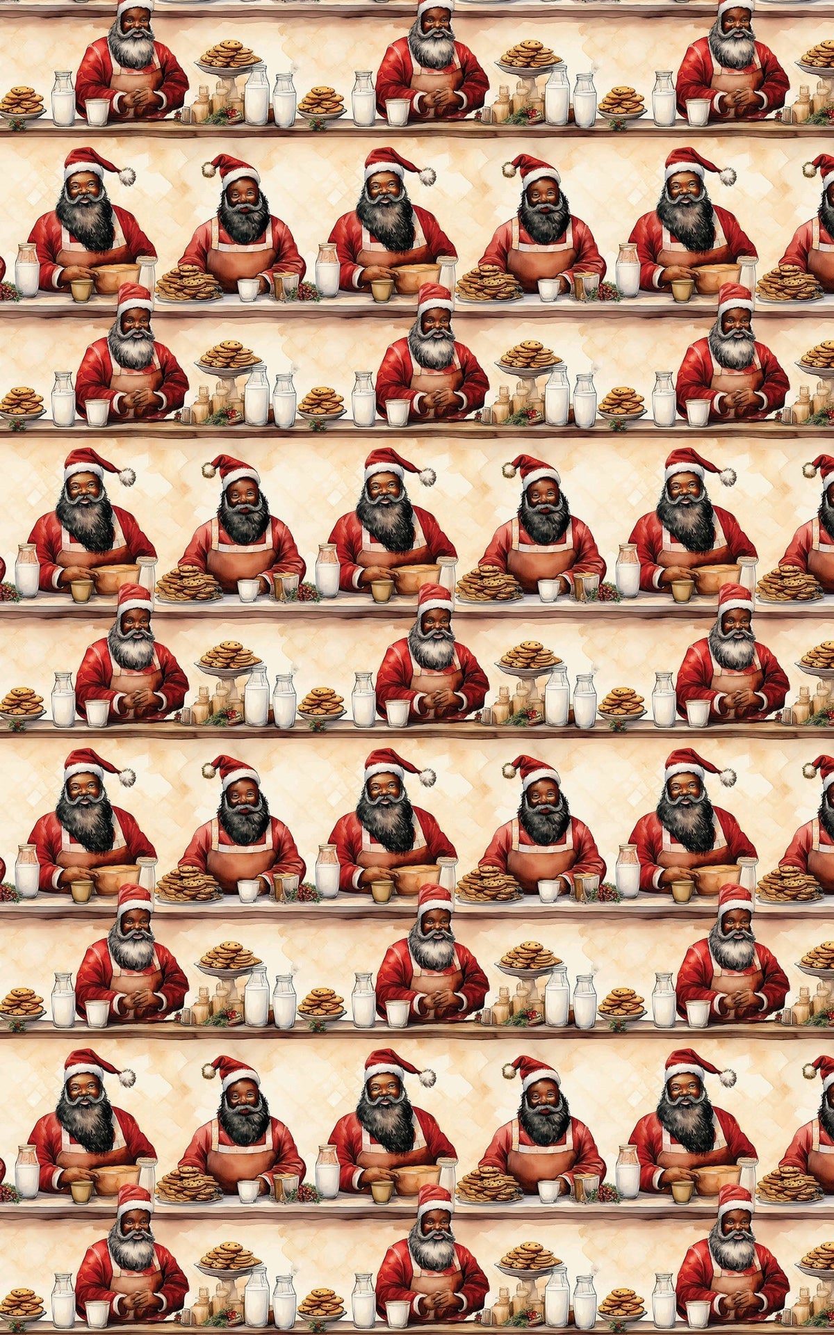Santa Cookie Break Christmas Wrapping Paper, Black Santa Wrapping Paper, Whimsical Holiday Gift Wrap, Adorable Christmas Pres