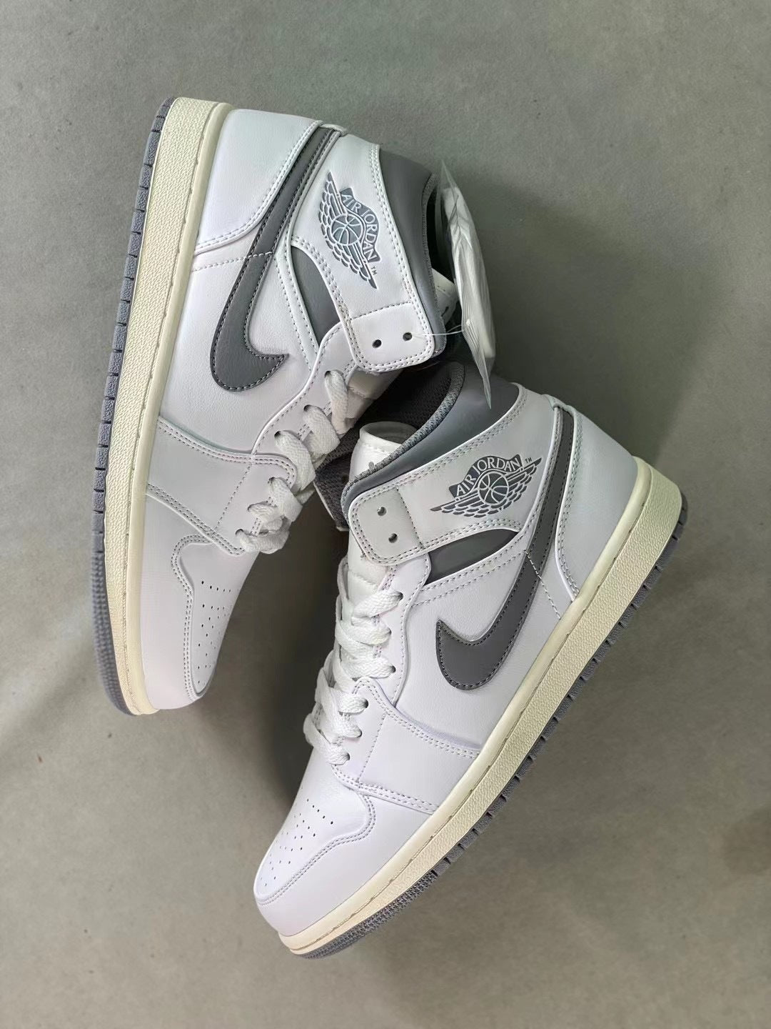Basketball Shoes, White Gray Colorway, Retro, Vintage, Mid Top, Lace Up Design, Casual Gift for Shoe Lovers