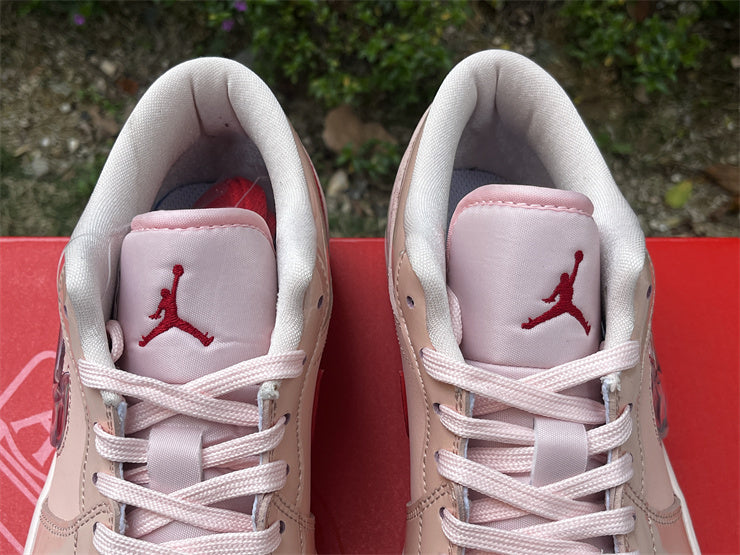 Low Top Sneakers, Pink Red Colorway, Valentine Design, Lace Up Design, Casual Gift for Sneaker Fans