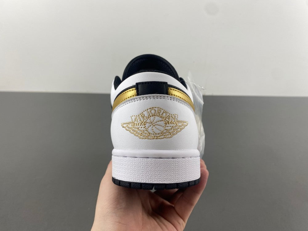 Low Top Sneakers, White Black Gold Colorway, Lace Up Design, Casual Gift for Sneaker Fans