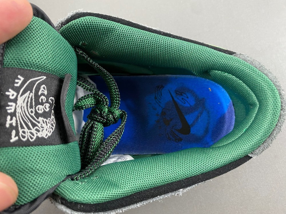 Low Top Sneakers, Black Green Gray Colorway, Lace Up Design, Casual Gift for Sneaker Fans