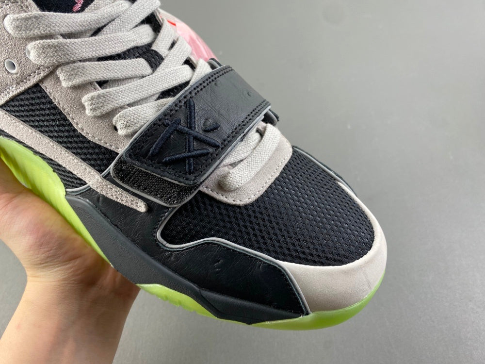 Low Top Sneakers, Neon Green Black Gray Colorway, Lace Up Design, Casual Gift for Sneaker Fans