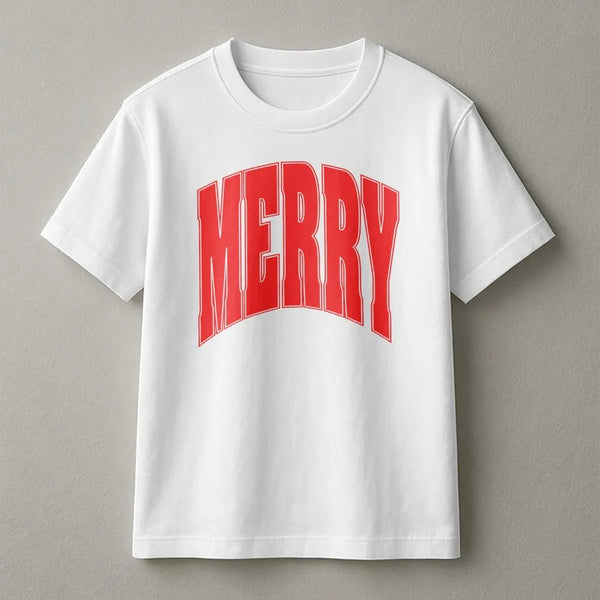 Retro Varsity Arch Shirt, Merry Christmas T-Shirt, Holiday Graphic Tee, Vintage Christmas Aesthetic T-Shirt, Festive Xmas Pre