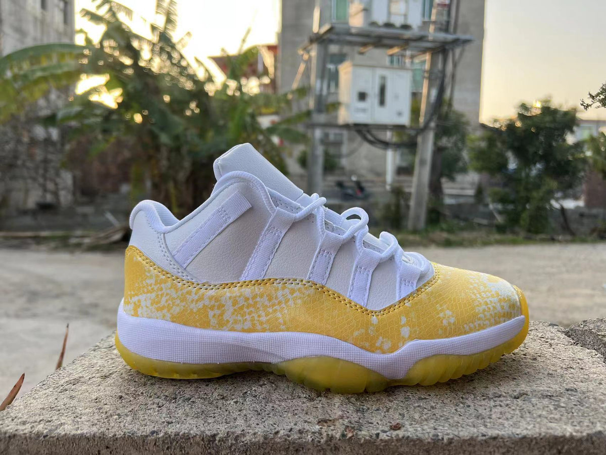Sneakers, White Yellow Colorway, Lace Up Design, Casual Gift for Sneaker Fans