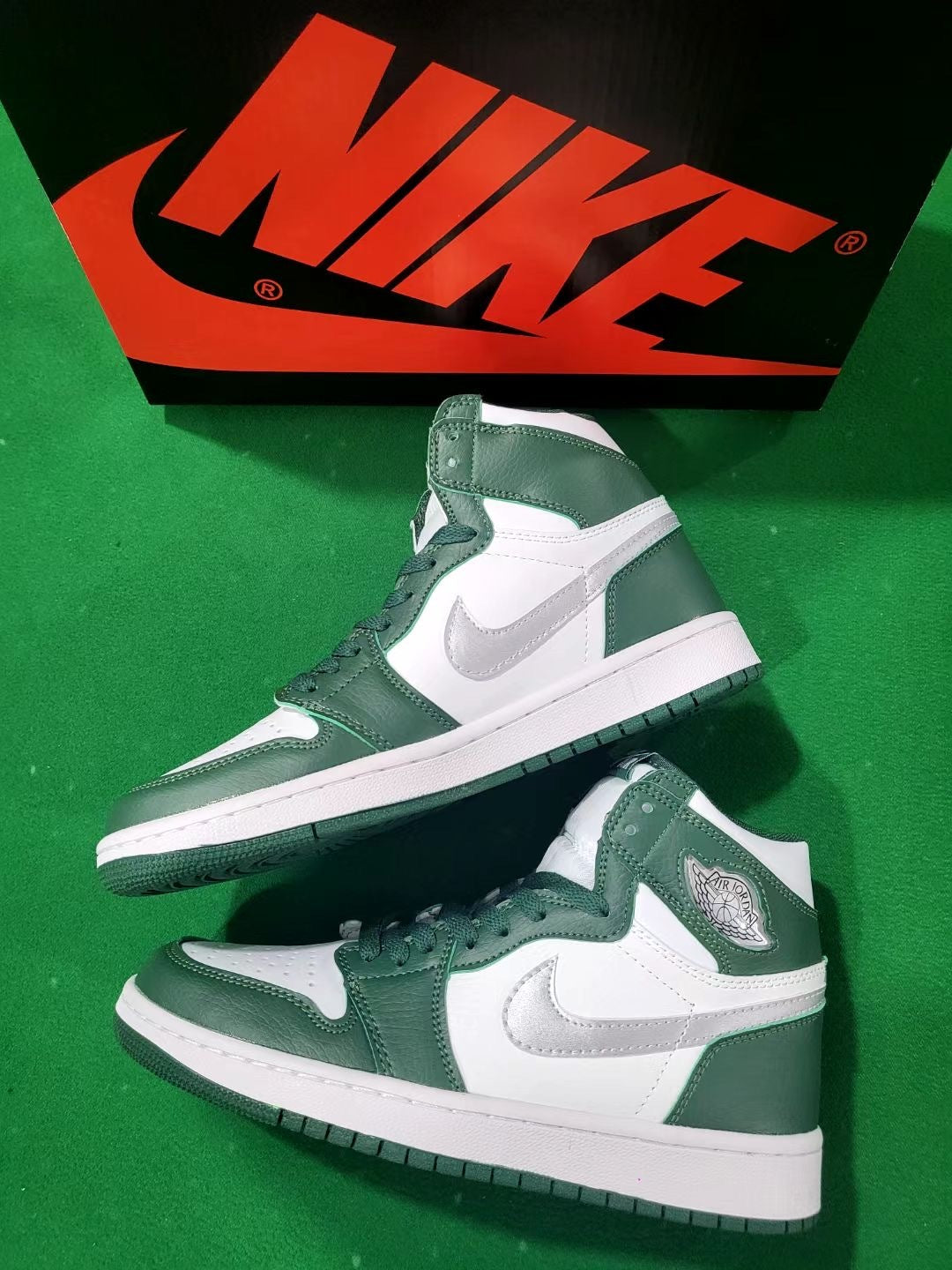 Low Top Sneakers, White Green Colorway, Lace Up Design, Casual Gift for Sneaker Fans