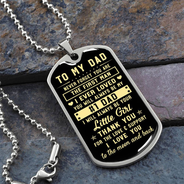 Sentiment Engraved Pendant Necklace, To My Dad Dog Tag Necklace, Stainless Steel Military Dog Tag, Birthday Present for Fathe