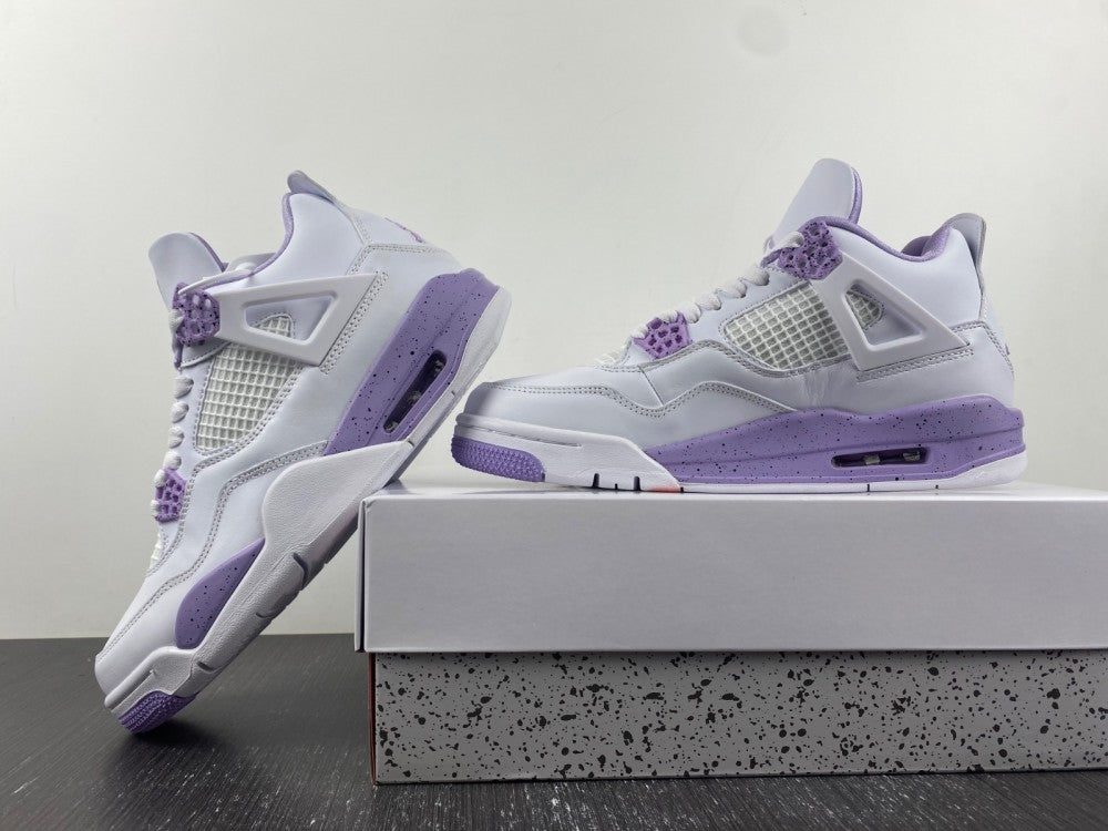 Sneakers, White Purple Colorway, Leather Footwear, Lace Up Design, Casual Gift for Sneaker Fans
