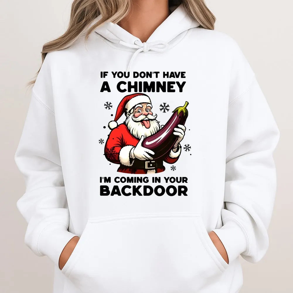 Dirty Christmas Eggplant Sweatshirt, Humorous Naughty Santa Hoodie, Hilarious Adult Gag Xmas Pullover Hoodie, Naughty Santa H