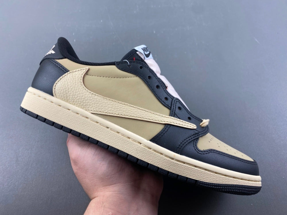 Low Top Sneakers, Khaki Black Colorway, Leather Footwear, Reverse Hook Design, Lace Up Design, Casual Gift for Sneaker Fans